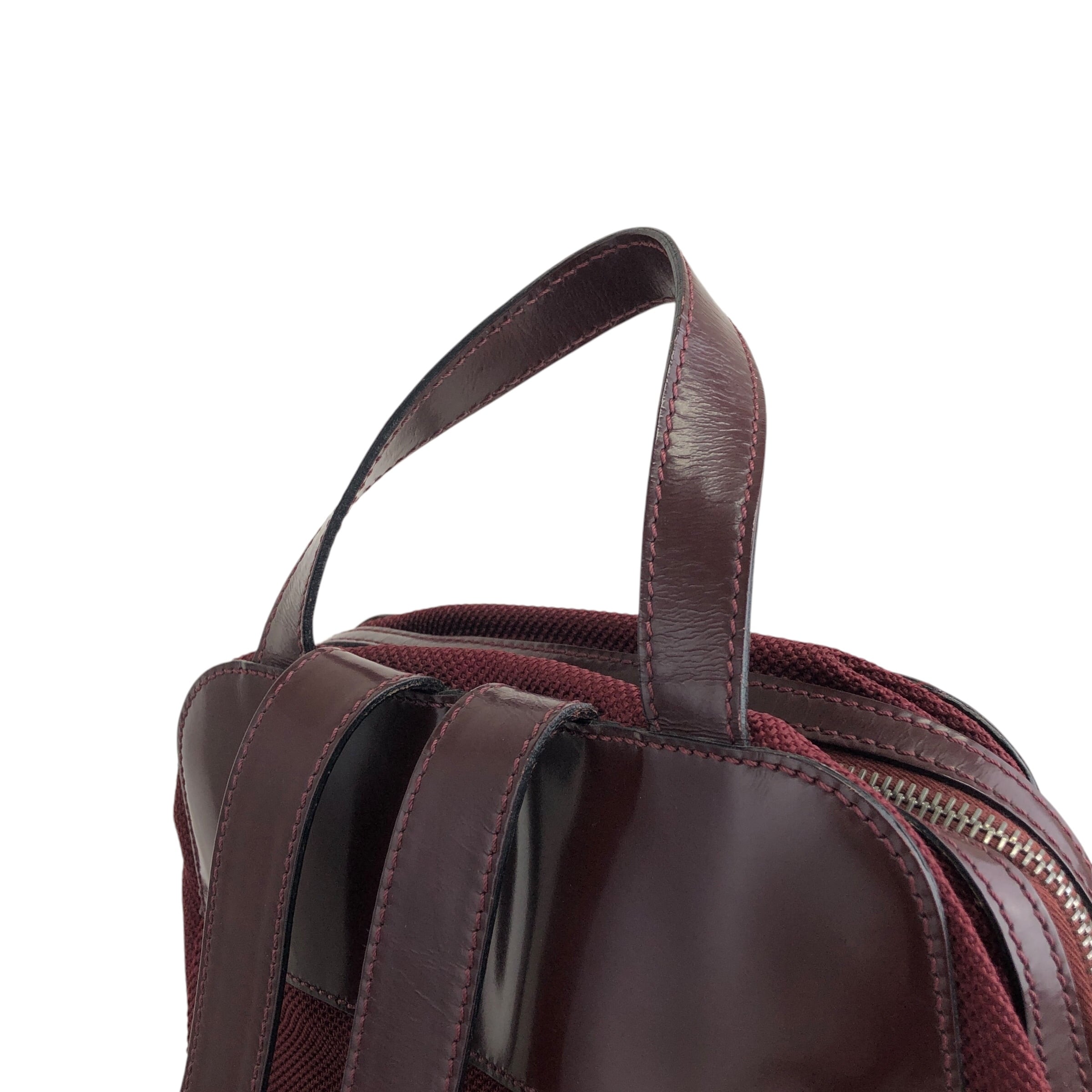 CELINE セリーヌ ロゴ エナメルレザー ナイロン バッグパック レッド