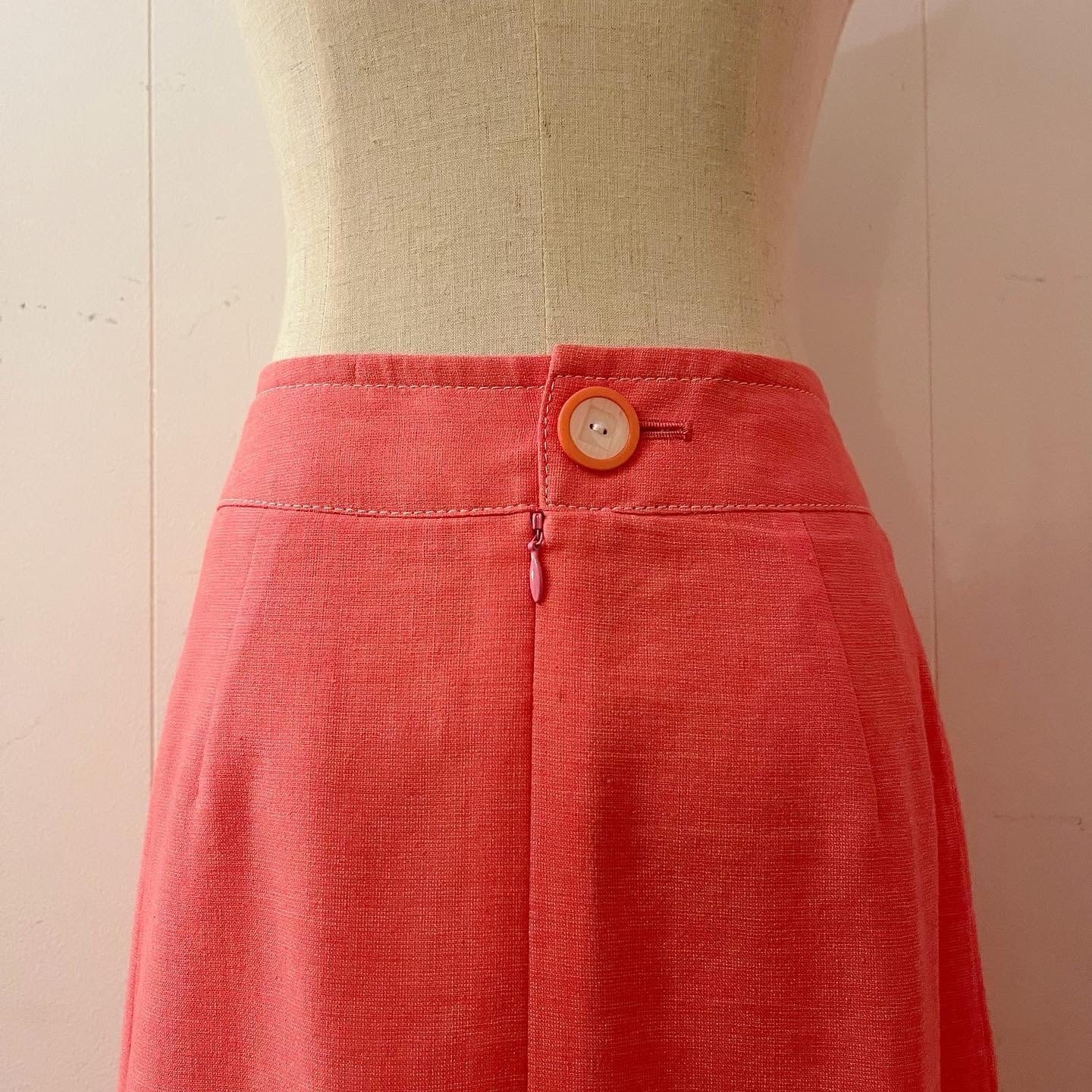 vivid pink white stitch tuck skirt
