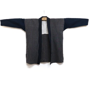 3510 野良着 鉄砲袖 藍染 縞木綿 仕事着 昭和レトロ ヴィンテージ 古布 和装 和服 ANTIQUE KIMONO JAPAN VINTAGE WORK JACKET
