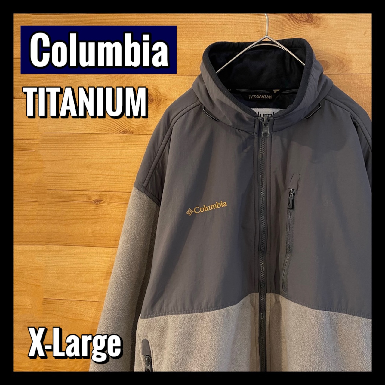【Columbia】フリースジャケット ナイロン フリース 切替 ソフトシェル TITANIUM X-Large  アメリカ古着