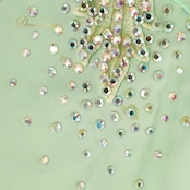 社交ダンス 衣装 スタンダードドレス ワンピース ドレス エメラルドグリーン 緑 黄緑 フロート デモ 競技 ダンス パーティ 発表会 綺麗 上品 明るい ゴージャス グリーン系 フェミニン おしゃれ モダンダンス コスチューム 華やか