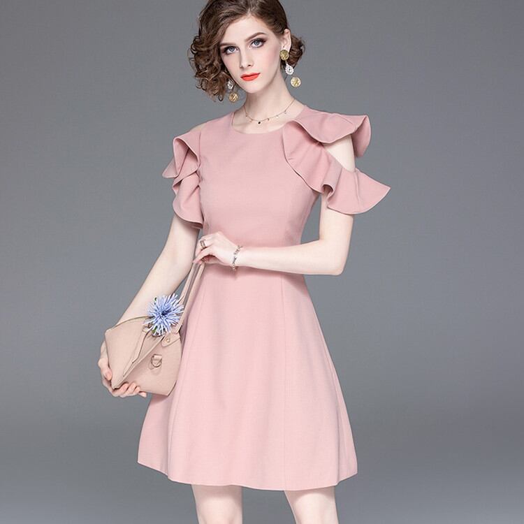 ミニワンピース フレア袖ワンピース 2022 夏新作 ドレス