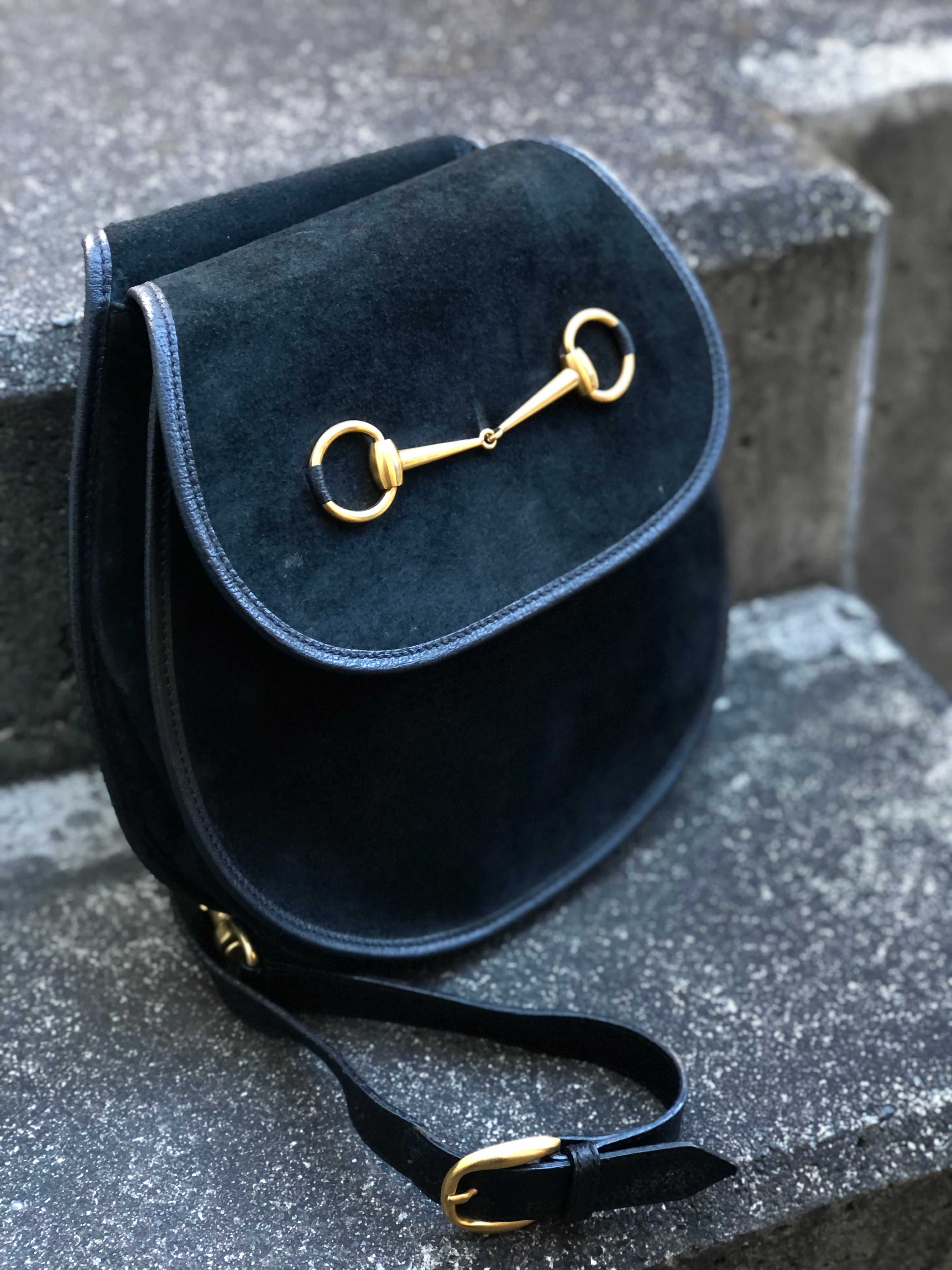 GUCCI グッチ ホースビット ボディバッグ スエード ショルダーバッグ