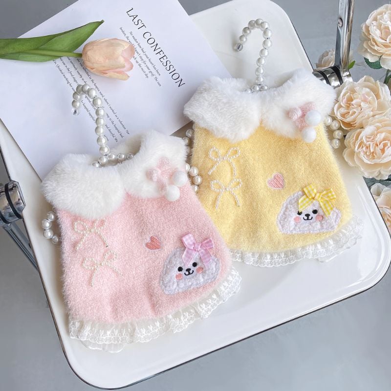 パステルカラーのふんわりワンピース 犬服 01008