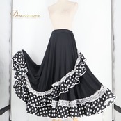 フラメンコ 衣装 prima boutique プリマブティック ファルダ スカート ブラック系 ホワイト系 黒 白 ボランテ フリル 水玉 ドット ダンス パーティ 発表会 レディース 舞台衣装 ステージ衣装 発表会衣装 ダンス衣装