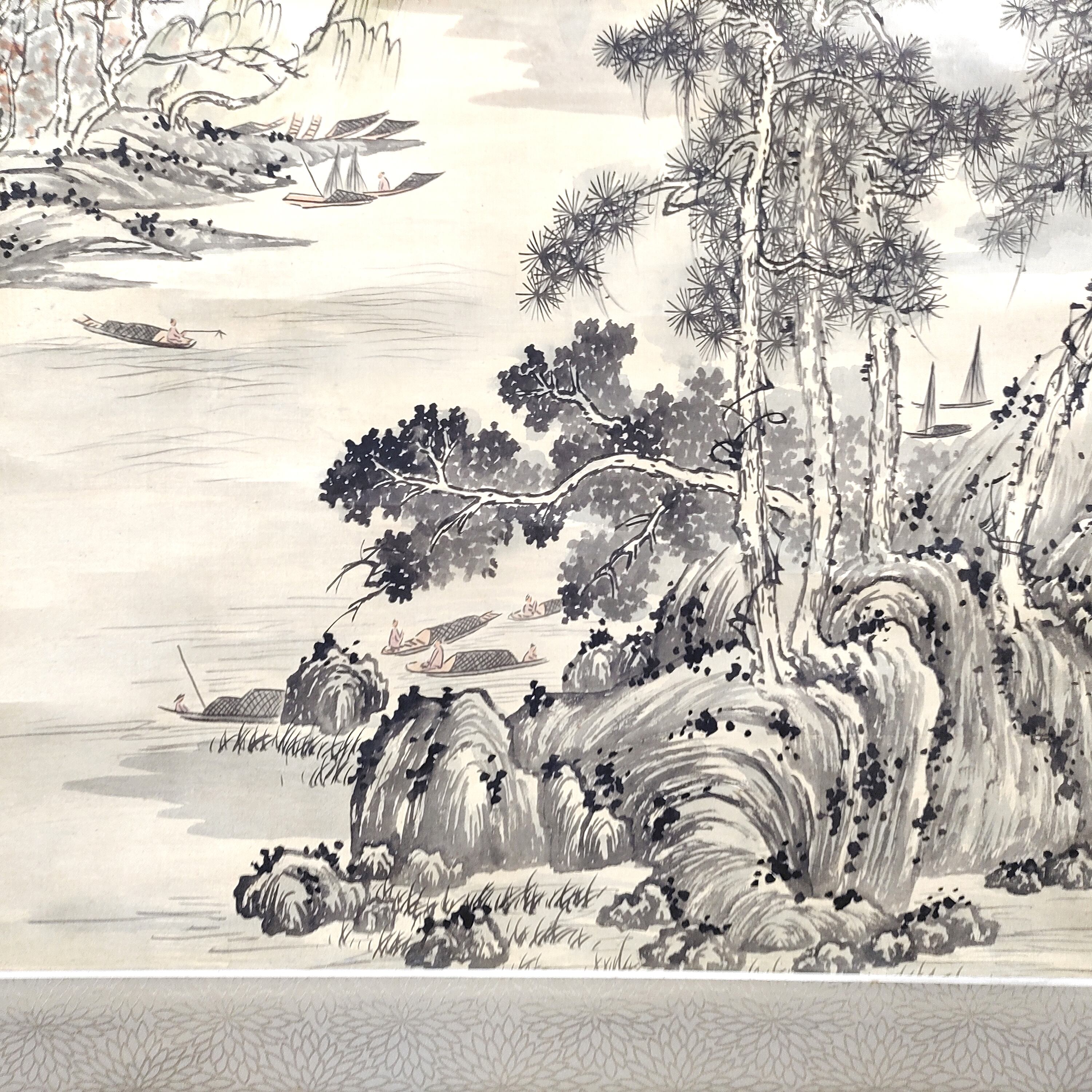 秋碧・『清江漁鴎』・清江一曲図・水墨画・No.230426-28・梱包サイズ80