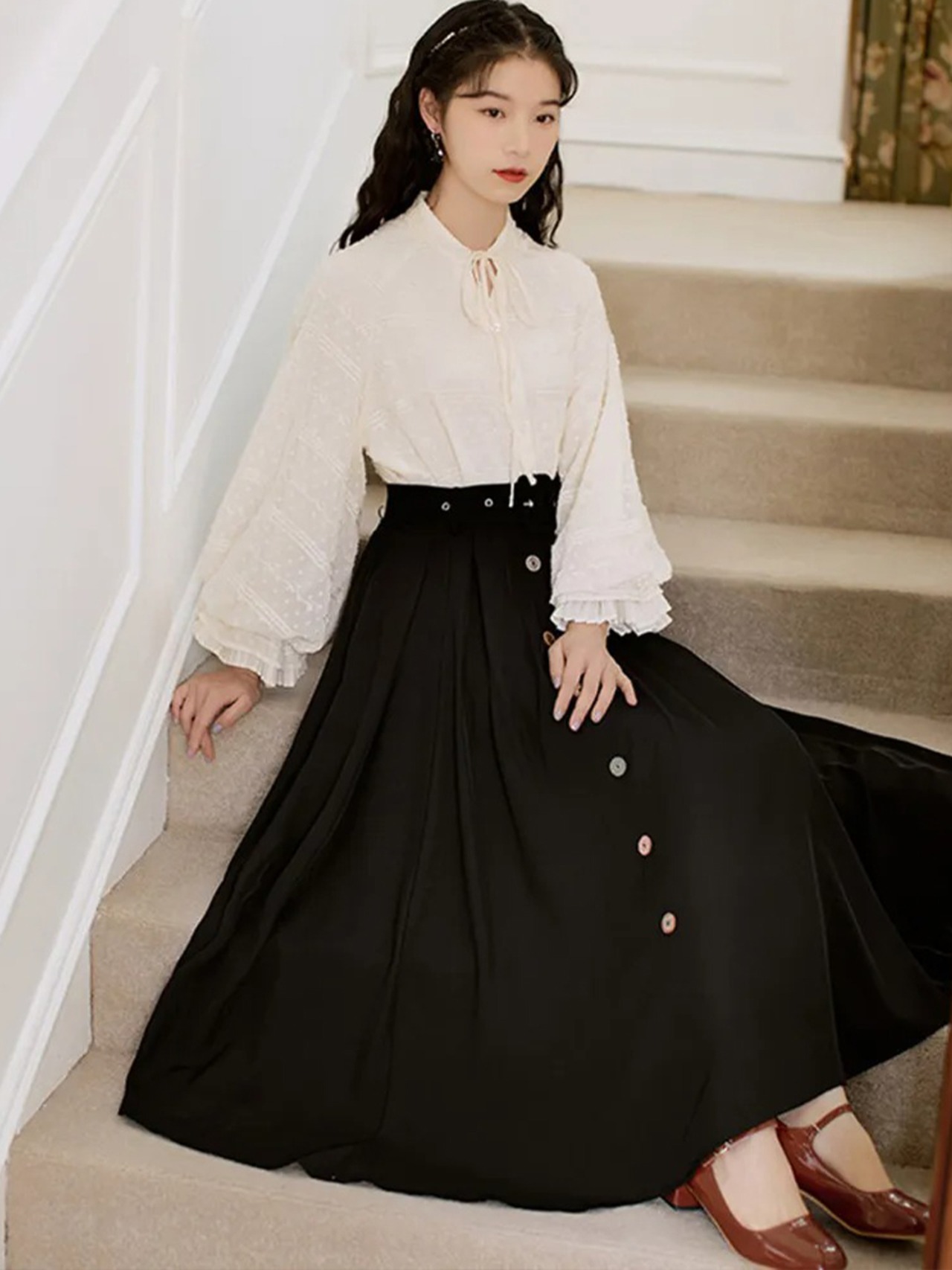 【0207】Bohemian Style Chiffon Long Sleeve 2 Piece Set