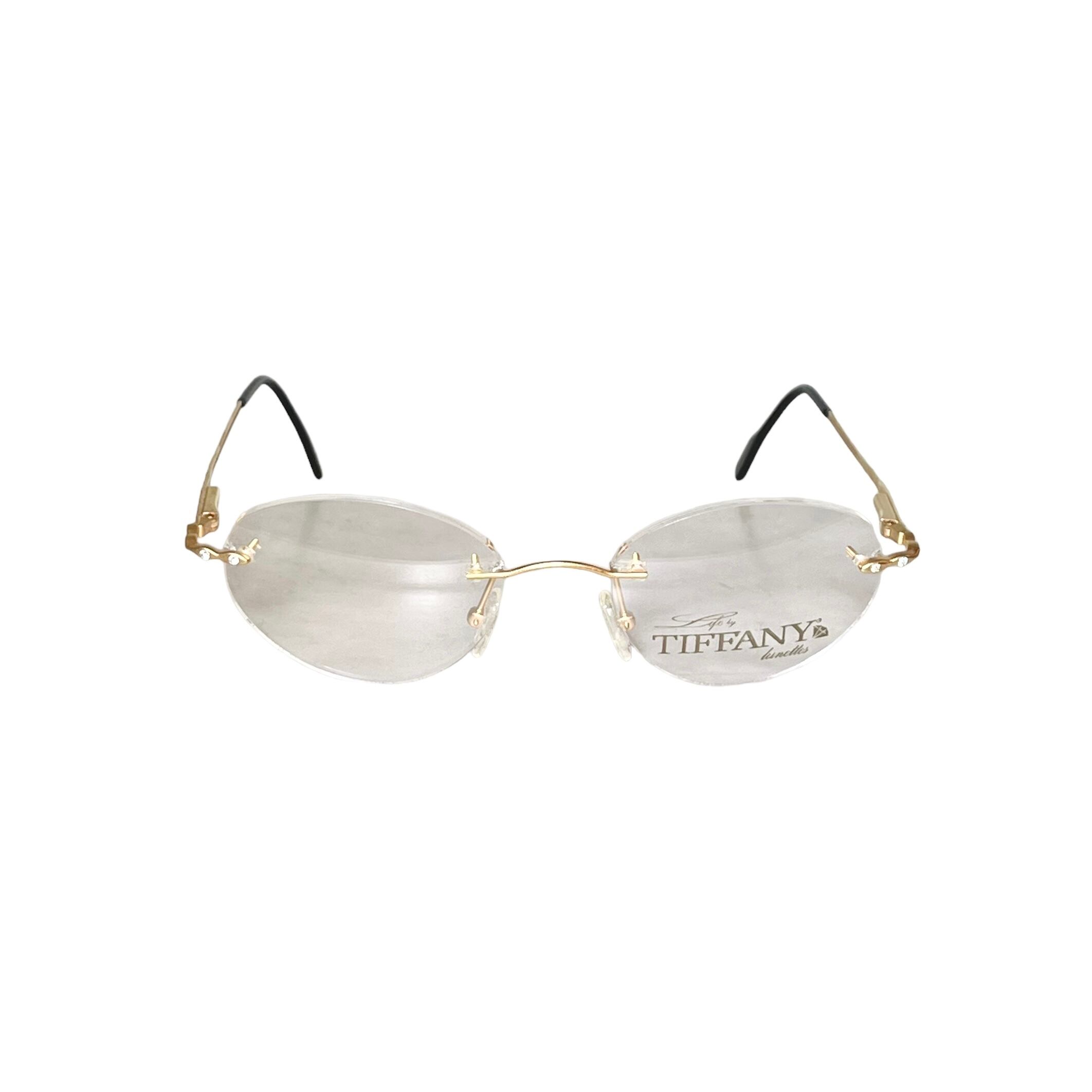 vintage TIFFANY LUNETTES 23k gold plated rimless glasses