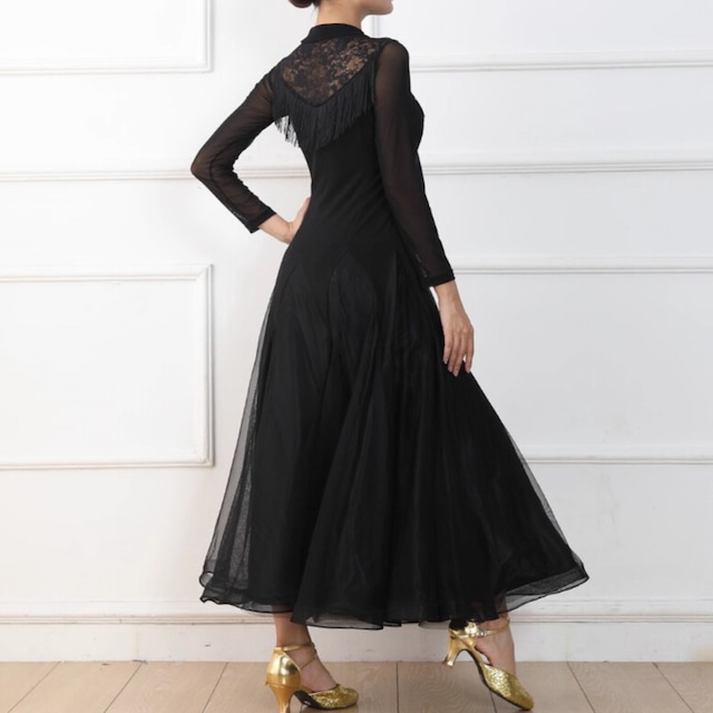 シースルーカット レース ミモレフレア ダンスドレス ds1433