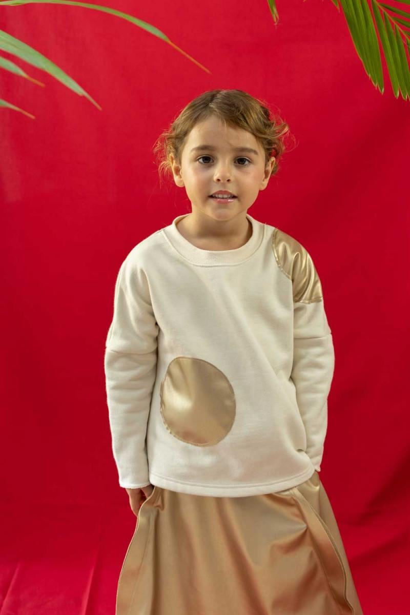 【24AW】ZOZIO(ゾジオ) Leather dots ivory(M/L)スウェット ドット