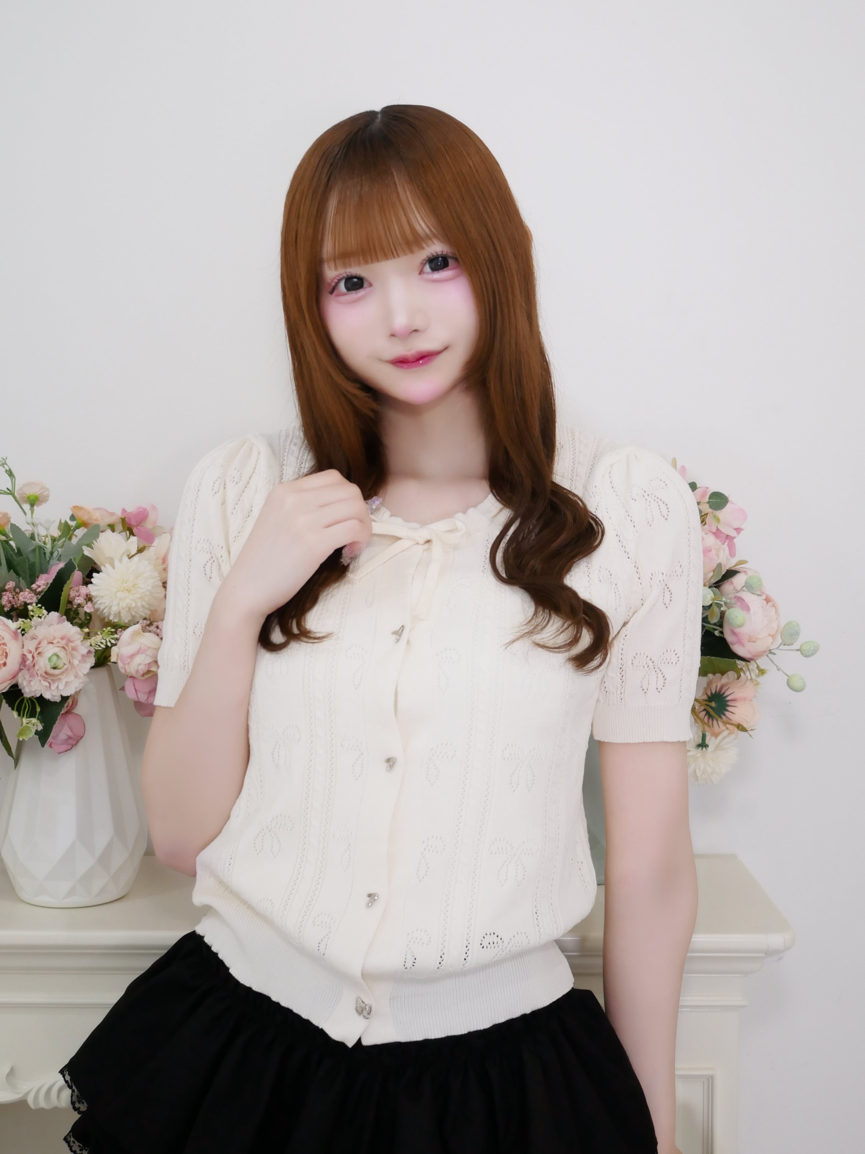 【LAST2】sweet ribbon knit cardigan