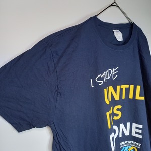 ギルダン　クルーネック　プリントT　企業ロゴ　オーバーサイズ　ネイビー　2XL