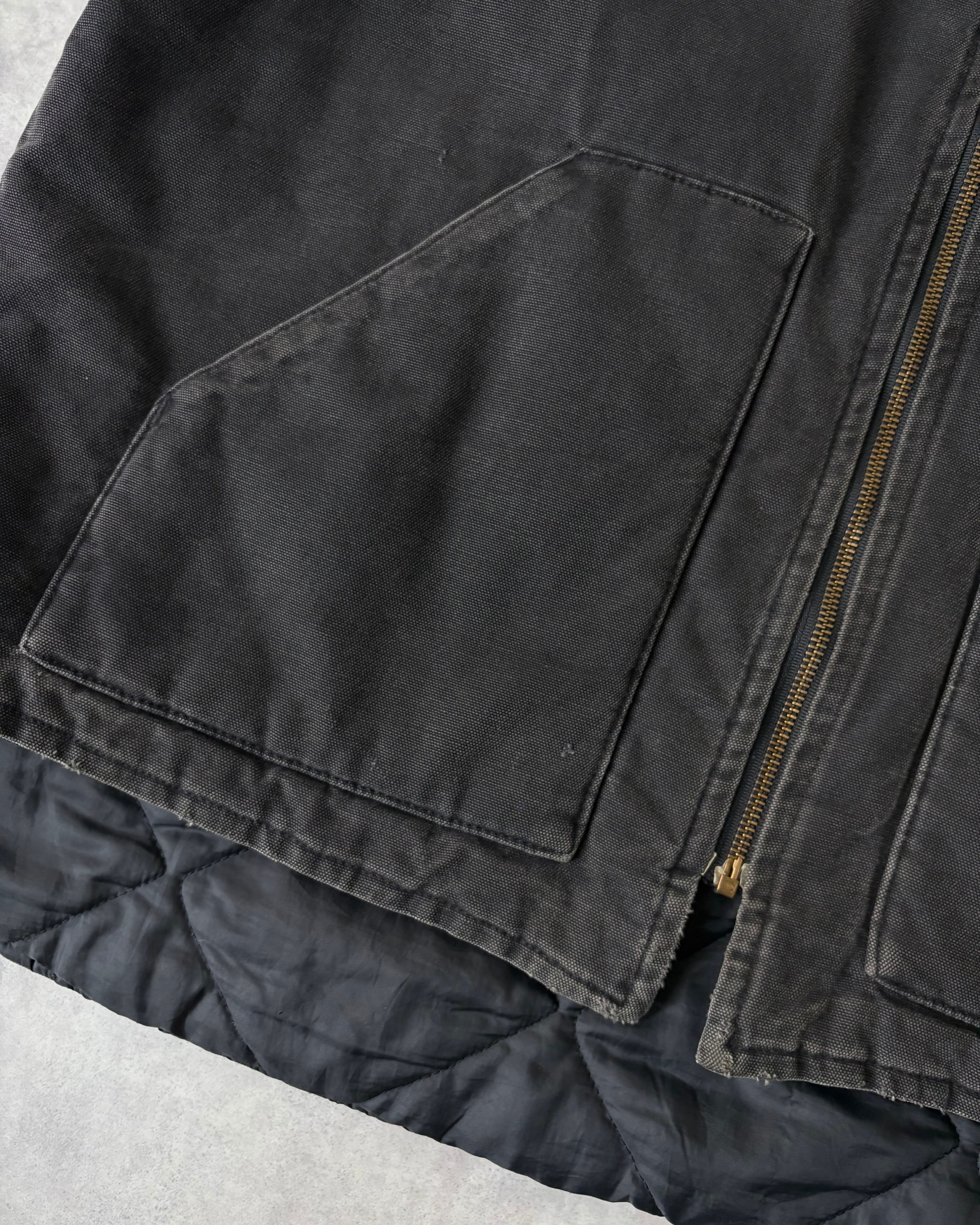 90s Carhartt Fade-Black Zip-up Duck Vest | VOLAR