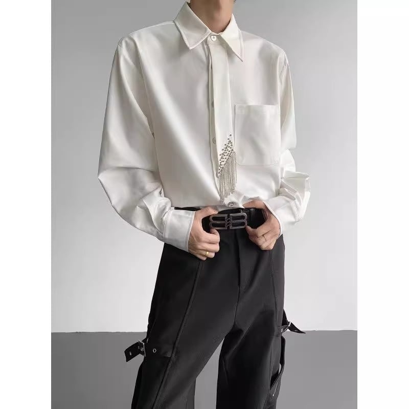 ビジューチェーンデザインシャツ 1color MTO0513