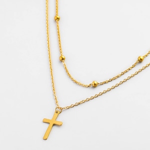 316L cross & dot chain necklace  #n106　☆