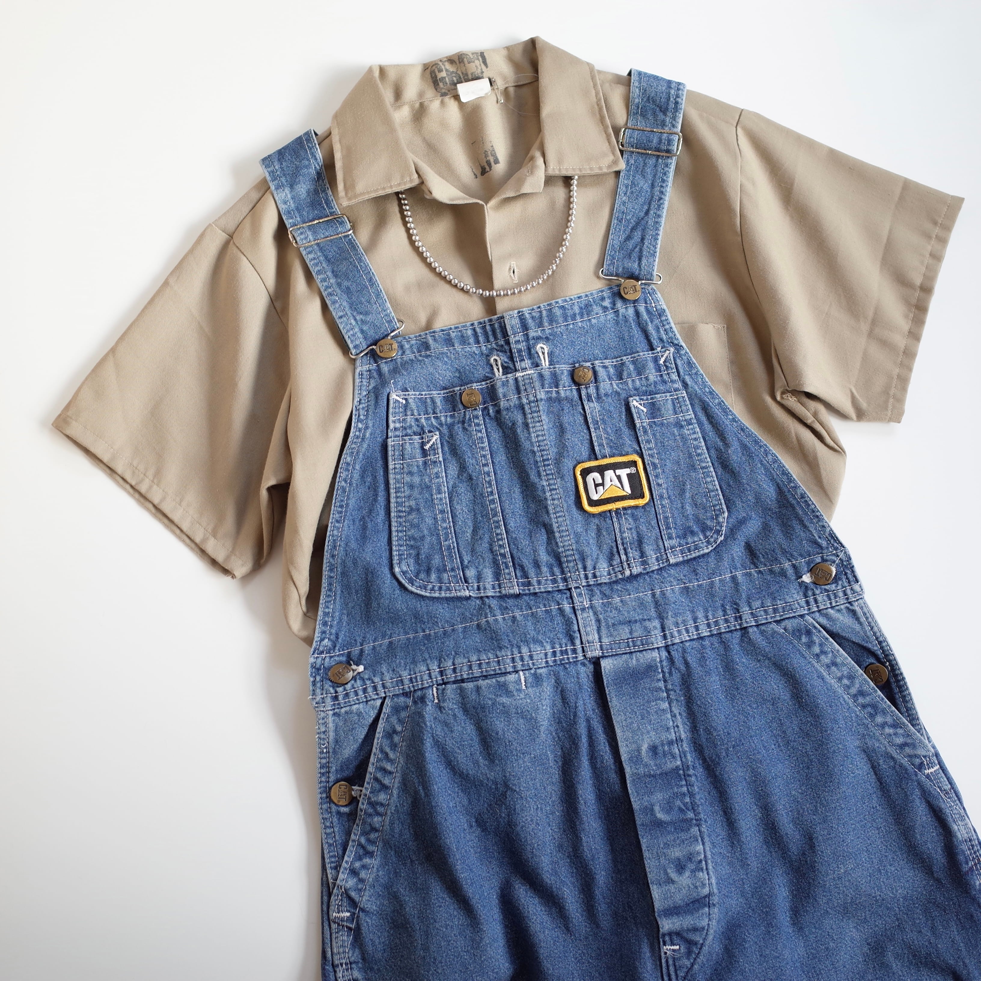 90s CAT Caterpillar denim overall