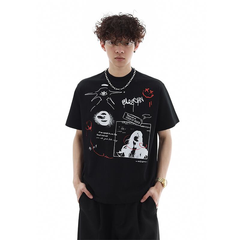 Trend st全2色ストリート半袖Tシャツ