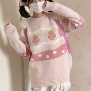 ゆめかわ♡もこもこいちごミルクニット tops6★ ゆめかわ♡もこもこいちごミルクニット tops6★