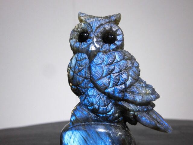 福を呼ぶ【送料無料】【高品質】ラブラドライトふくろう　no.2