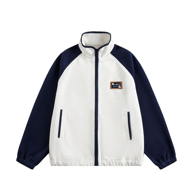 バイカラーパッチアクセントジップブルゾン 2col   R01490