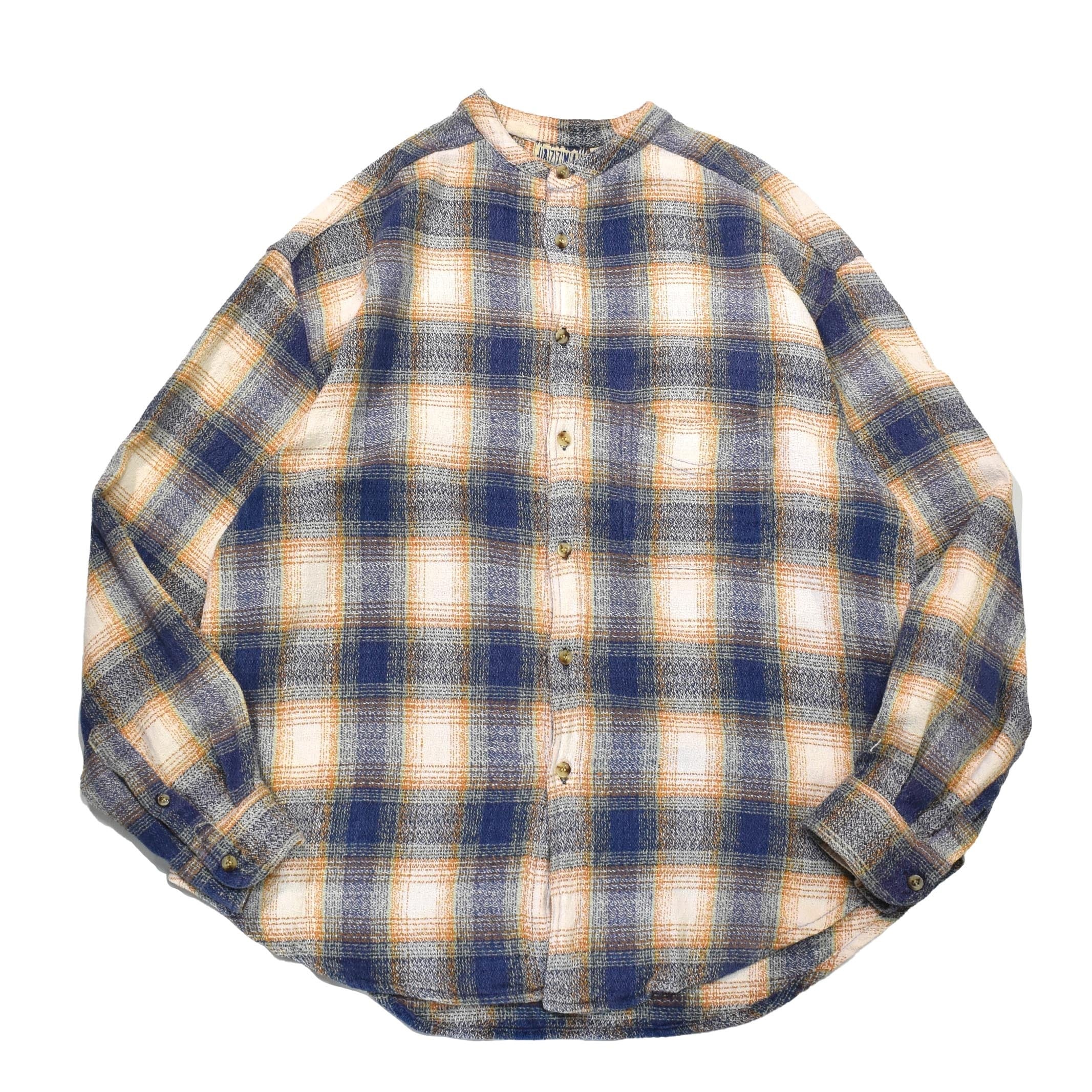 トップス 90s maid in usa Ombre Flannel Shirt XL] 90's JAZZMAN Ombre Plaid Collarless Flannel Shirt | mongos