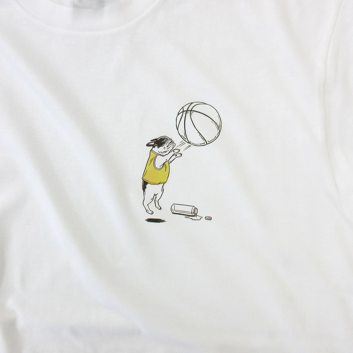 フレブル バスケ シュート Tシャツ dog35 イラスト 犬 フレンチブルドッグ ゆるい バスケットボール