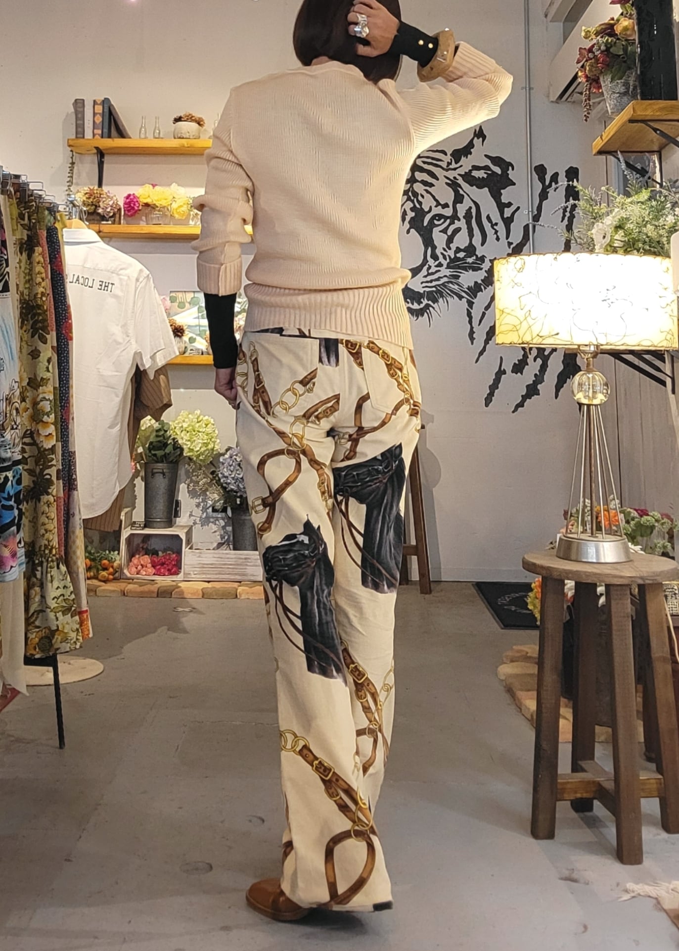 THPT057 Dolce & Gabbana 馬柄ベロアパンツ | alocasia vintage