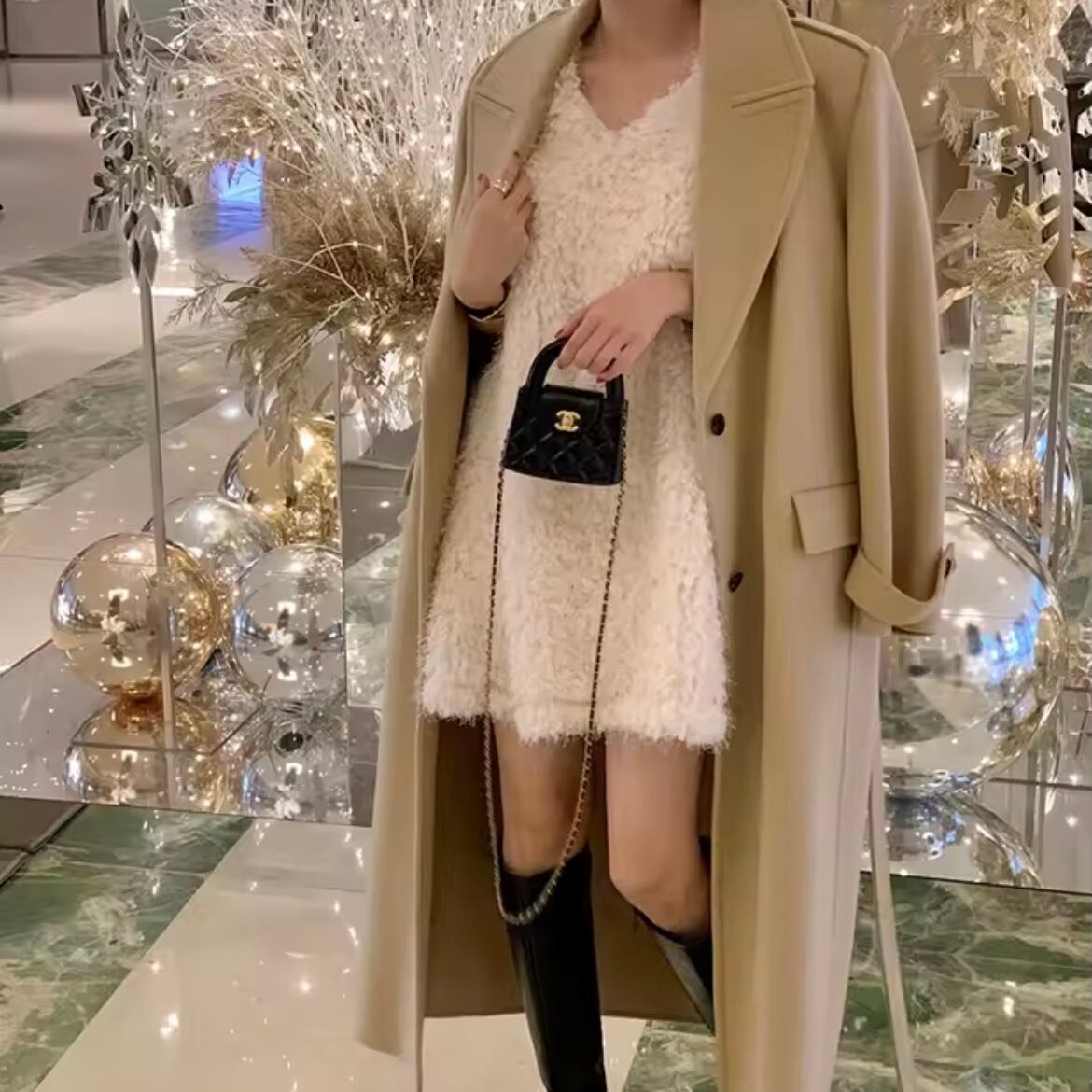 fluffy short sleeve mini dress