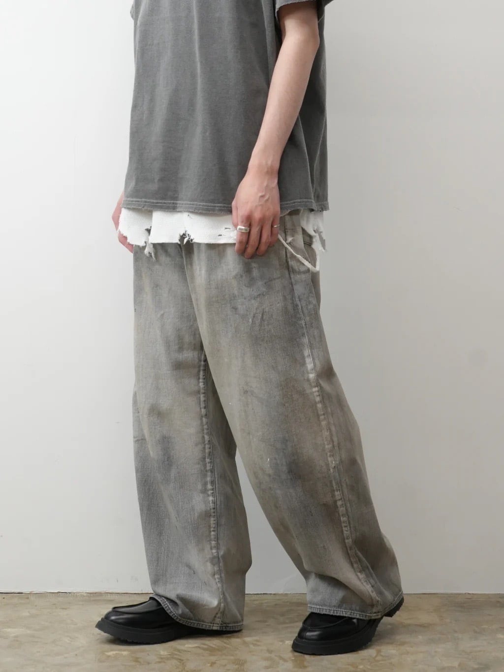 Ameri♡WIDE SIDE TUCK PAINT DENIM PANTS WIDE SIDE TUCK PAINT DENIM