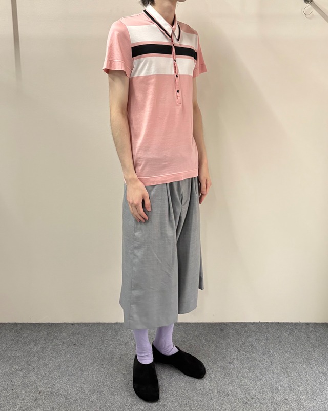 【DOLCE&GABBANA】border snap polo shirt