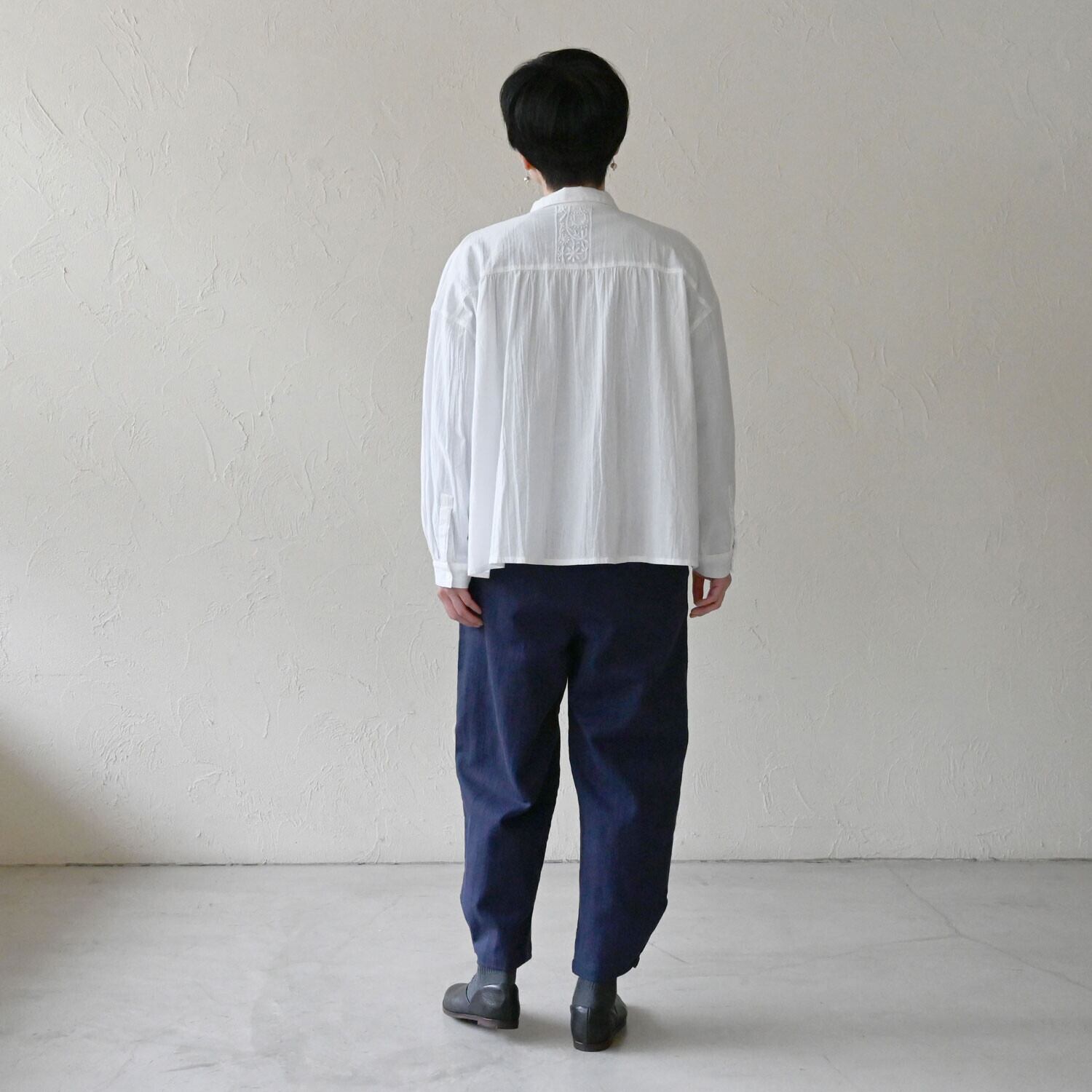 【sisam】スラブヘリンボンスソスリットパンツ|オーガニックコットン