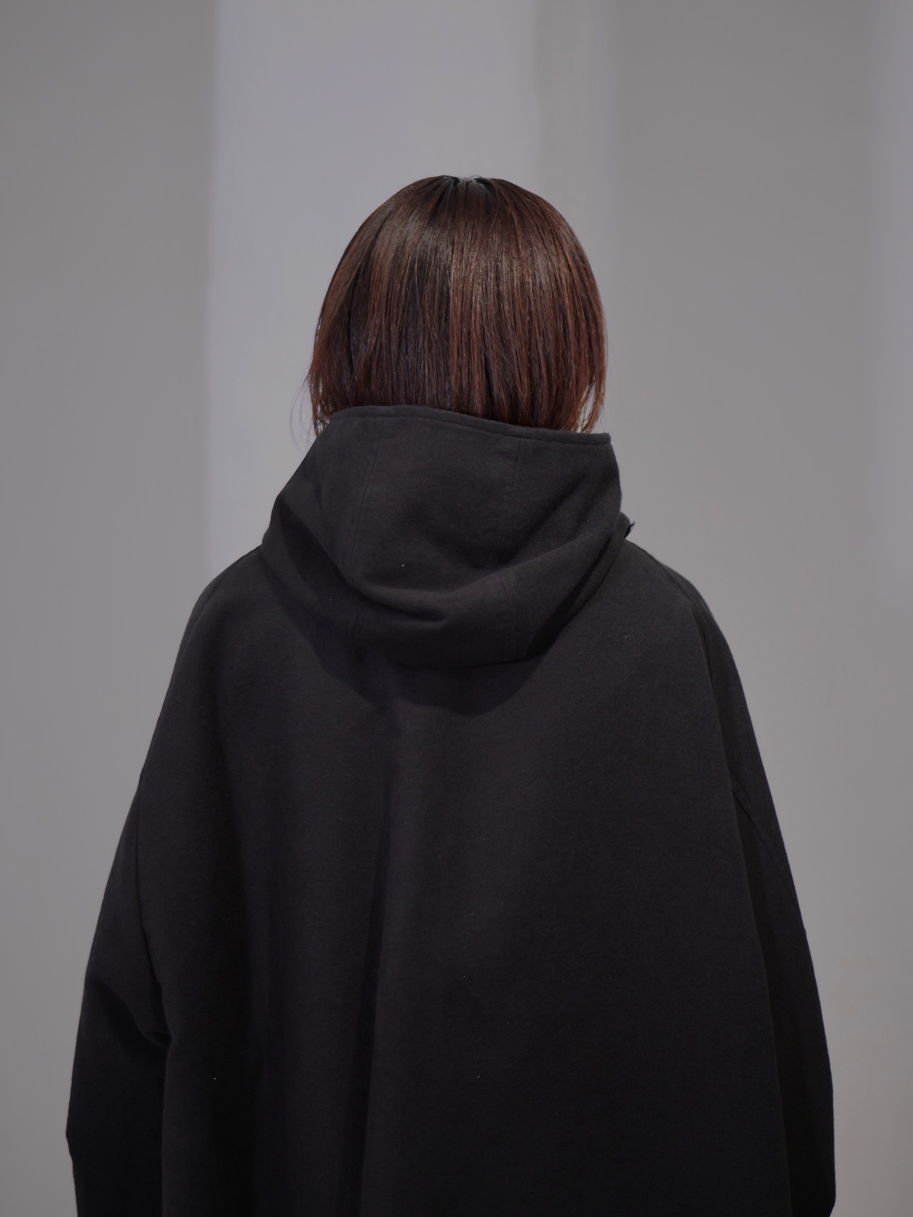 METHO - Front-Open Hooded Coat ：Beige｜コットンシルク／紐留めフロント／ワークポケット