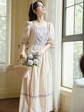 【0023】Striped Back Ribbon Retro Short Sleeve Dress