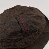 美品 麻100% PAPAS パパス ロゴ刺繍 リネン バケットハット 帽子/ブラウン/日本製