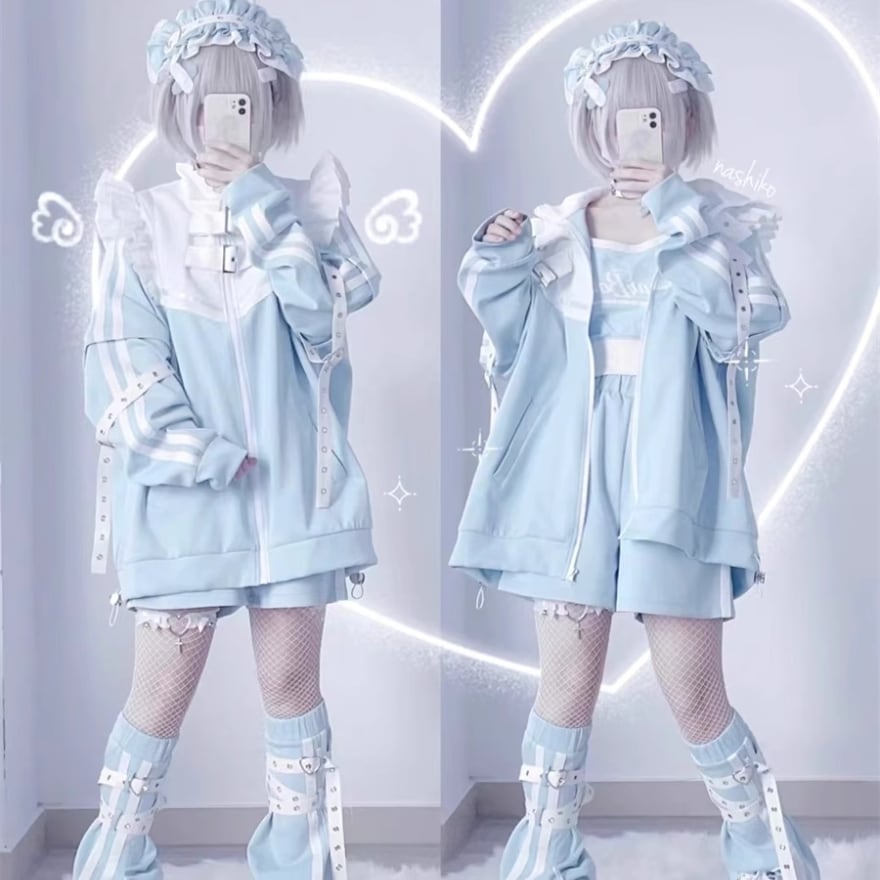 サブカル 服 地雷系 通販 3点 セットアップ ジャケット パンツ レッグ