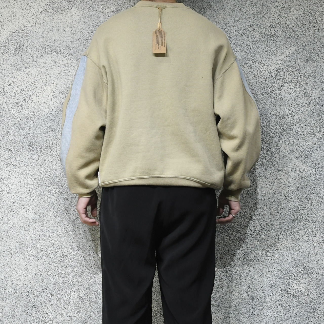 custom arm denim switching sweat