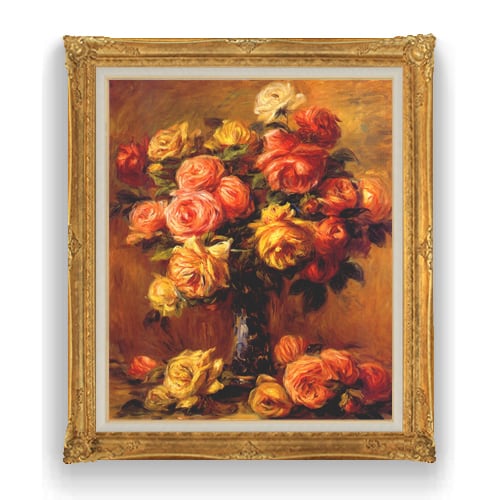 直筆仕上げ油絵 【ルノワール】 バラの花瓶(2) F20 絵画 アート インテリア 静物画