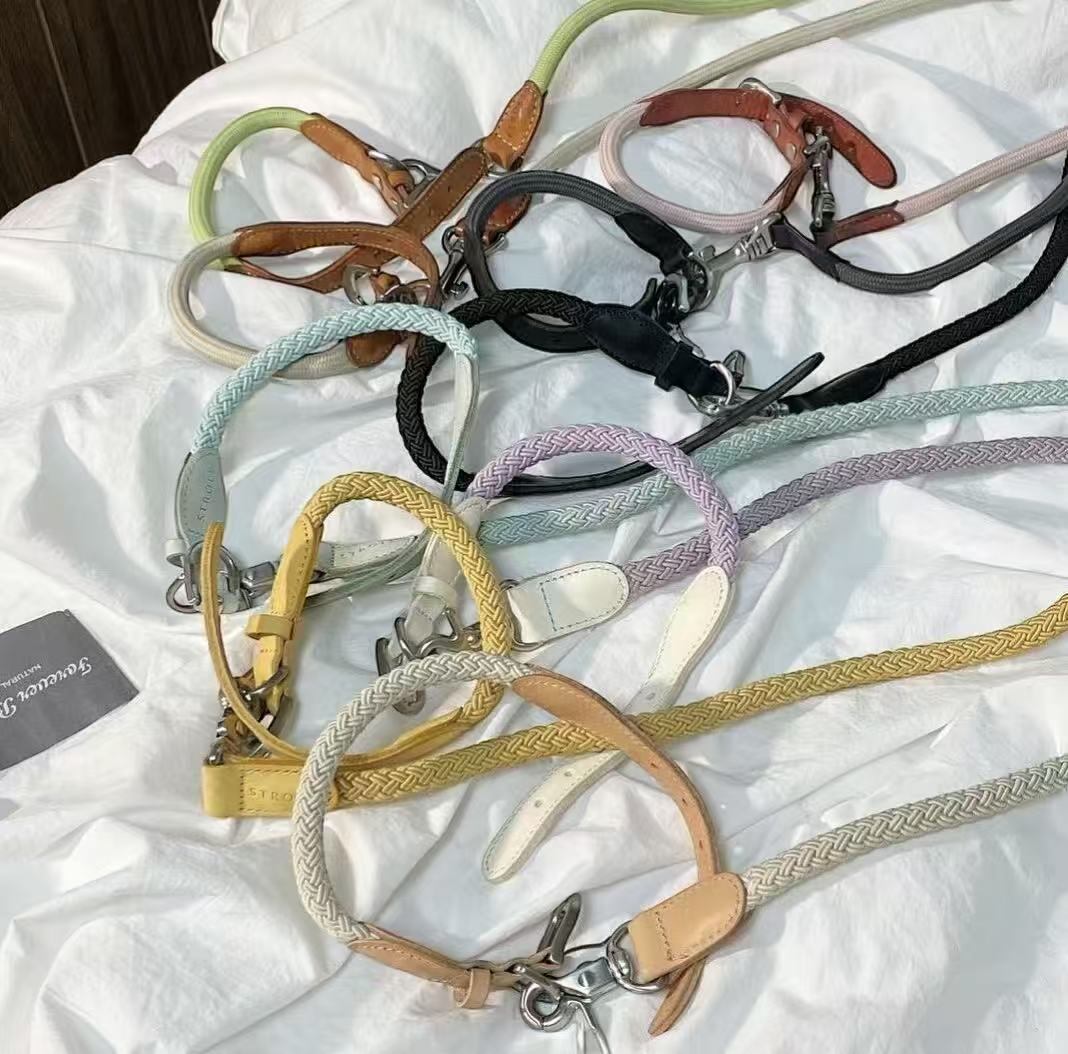 STROLL ロープ首輪＆ロープリード セット （ピンク）韓国ブランド 予約販売] [STROLL] Rope collar-Pink 首輪 | QIZNA
