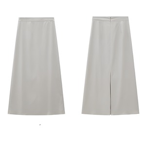 Blogger style gray line skirt【H00035】