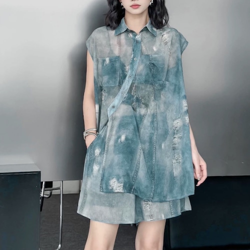 Vintage sheer denim set up C1566
