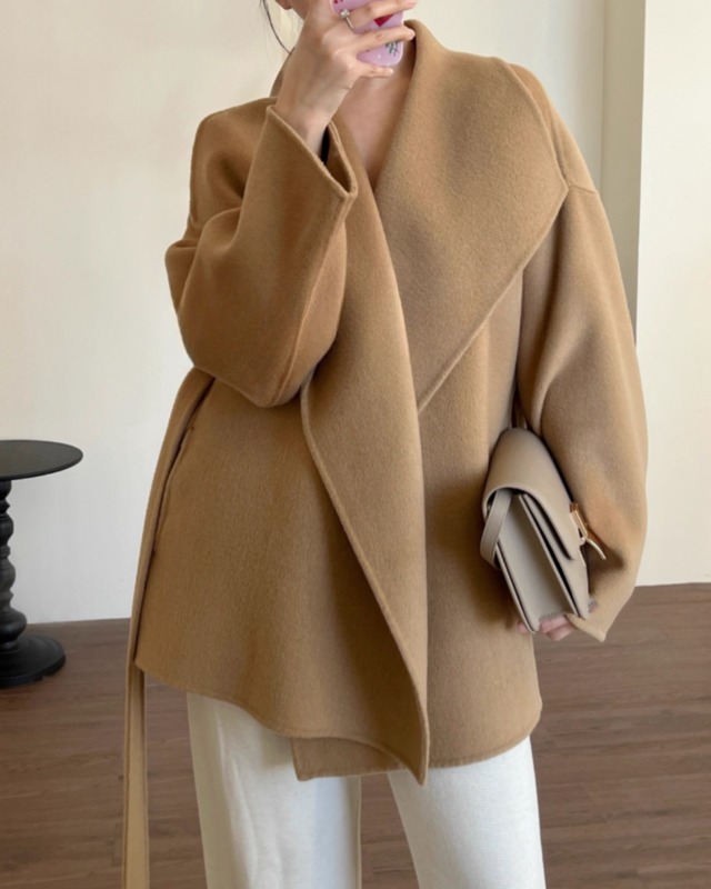 クラシカルウール ベルテッドショートコート