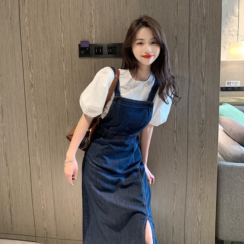 春新作 セットアップ トップス カットソー パフスリーブ デニムスカート デニム ジャンパースカートレディース 上下レディースセットアップ 春 夏 秋 セットアップ スーツ セットアップnew セットアップ レディース デート カジュアル Viento