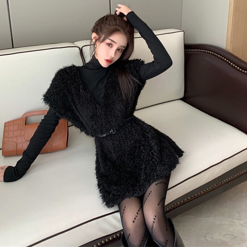 オータムウィンタースリム薄手シャツ トップス ソリッド カラーVネック 秋物 冬物 ソリッドカラー ガールズファッション7267970356