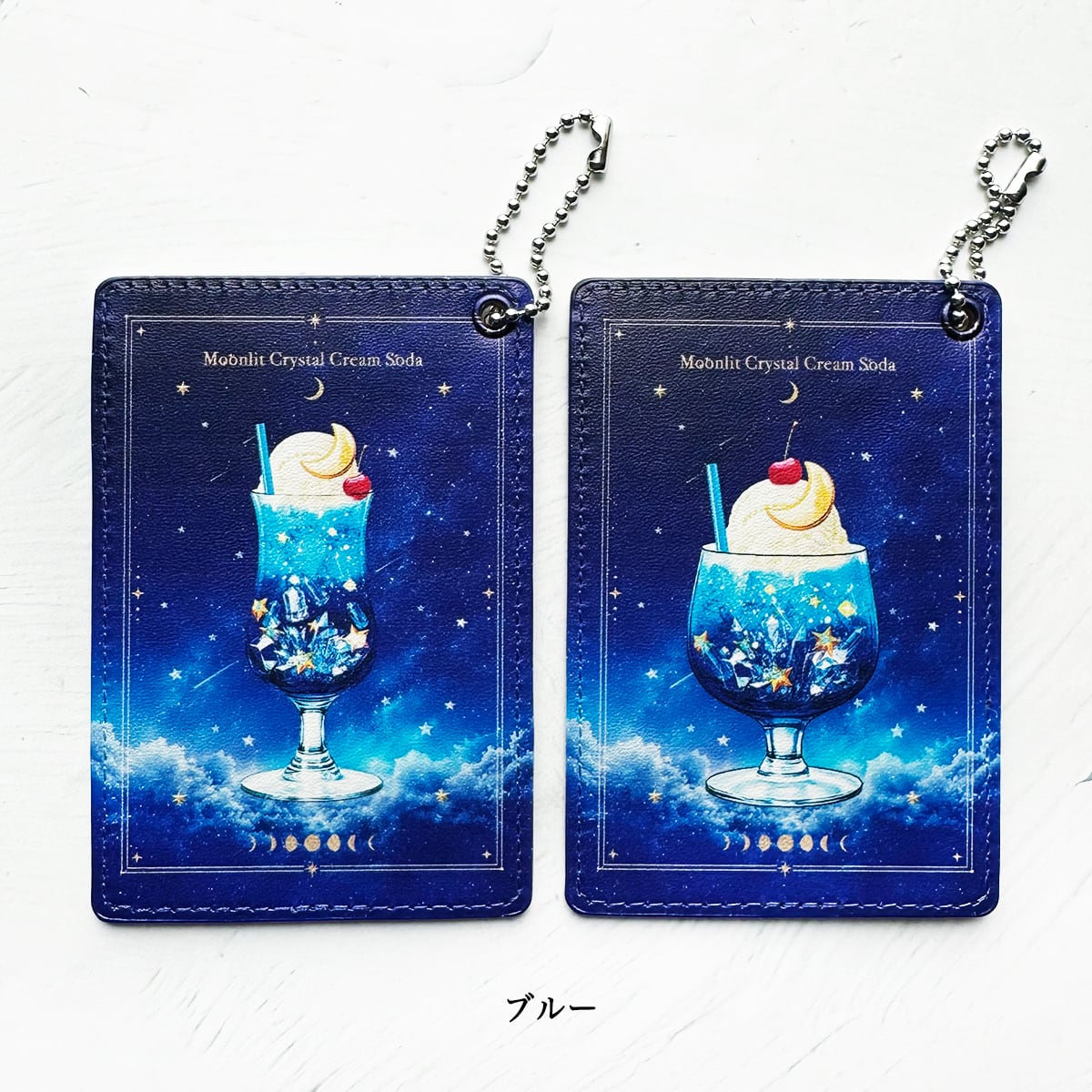 パスケース｜星空と鉱物のクリームソーダ リールストラップ付き / 定期