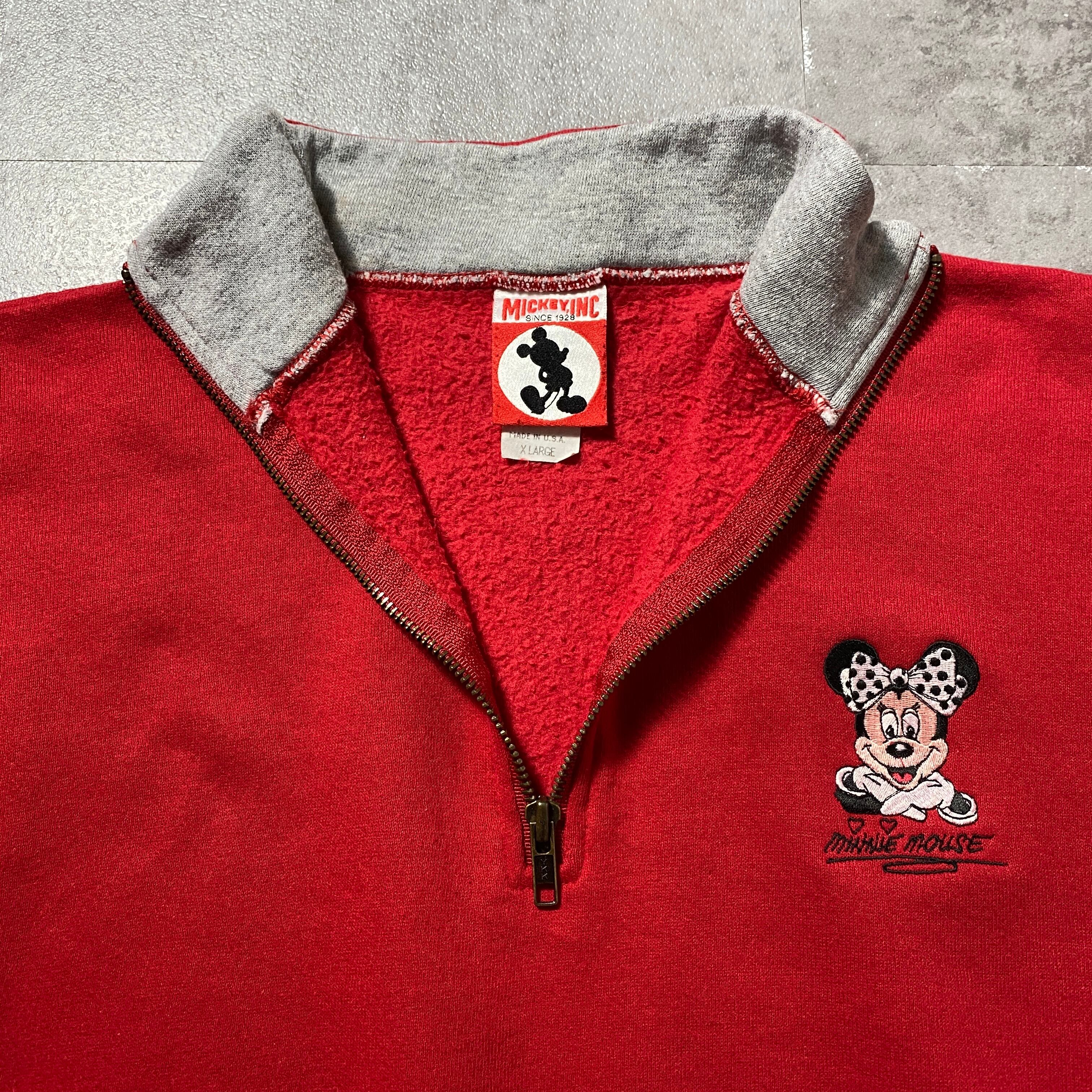 USA製】90's Old Disney オールドディズニー ハーフジップ ミニー 刺繍