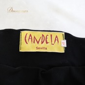 フラメンコ 衣装 ファルダ スカート ブラック系 CANDELA 黒 無地 シンプル 伸縮 ストレッチ 練習 レッスン 紐 オールブラック 柔らかい生地 薄い