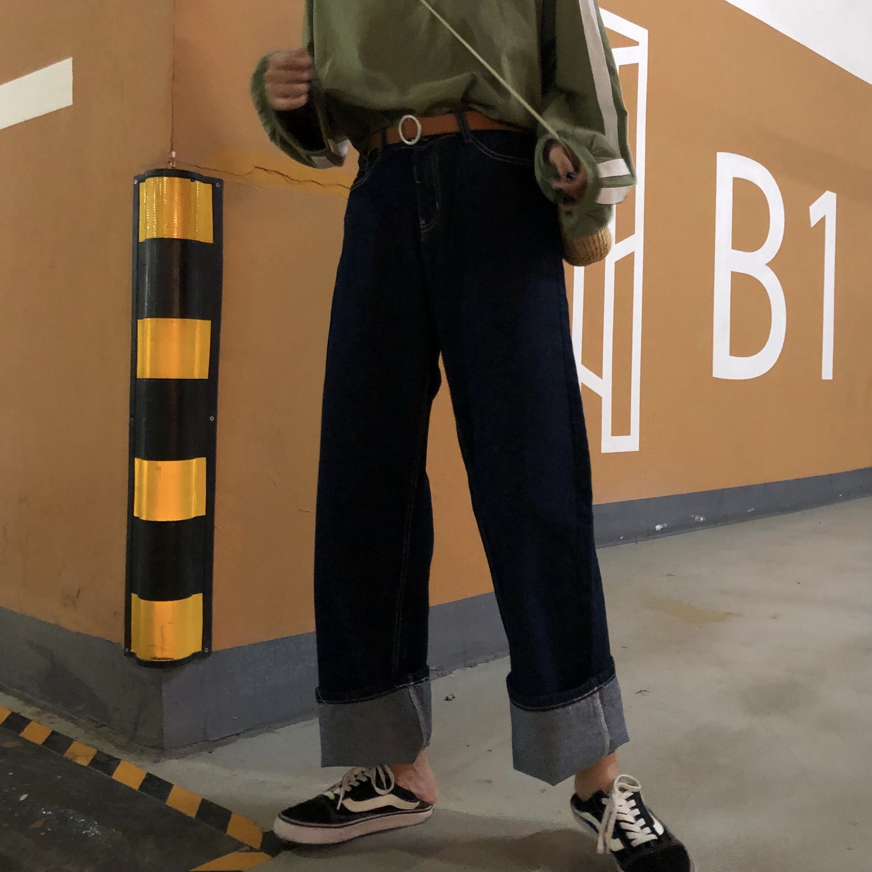 スプリングルーズ薄手パンツ ハイウェストウェストジーンズ カジュアル 春物 モンロー6403113