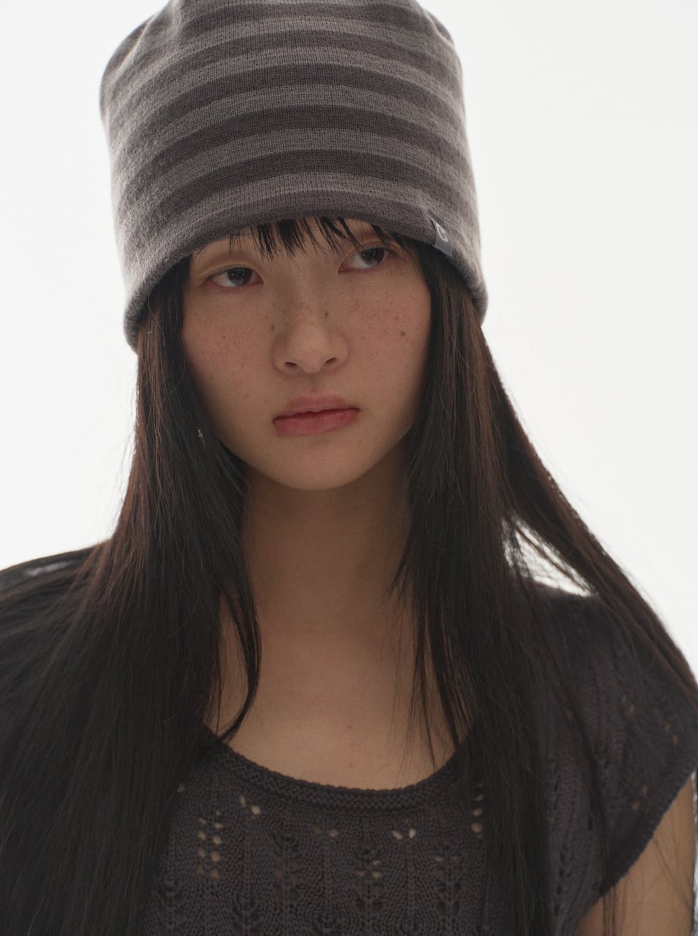 COYSEIO] DUAL STRIPE BEANIE PURPLE GREY 正規品 韓国ブランド 韓国