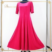 フラダンス 衣装 ワンピース ドレス ピンク系 マーメイドライン フラ ダンス ベロア 高級感 光沢 無地 シンプル ハワイアン MermaidLine MMJ エムエムジェイ 日本製 華やか 鮮やか アロハ 上品 かわいい