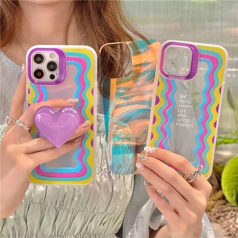 トレンド 派手カラー ぷっくり スマホグリップ付き Iphoneケース Iphoneカバー スマホ スマホグッズ ポップソケット カラフル 立体的 ハート Tpu Lamitte Deco トレンド 韓国ファッション ショップ Base店